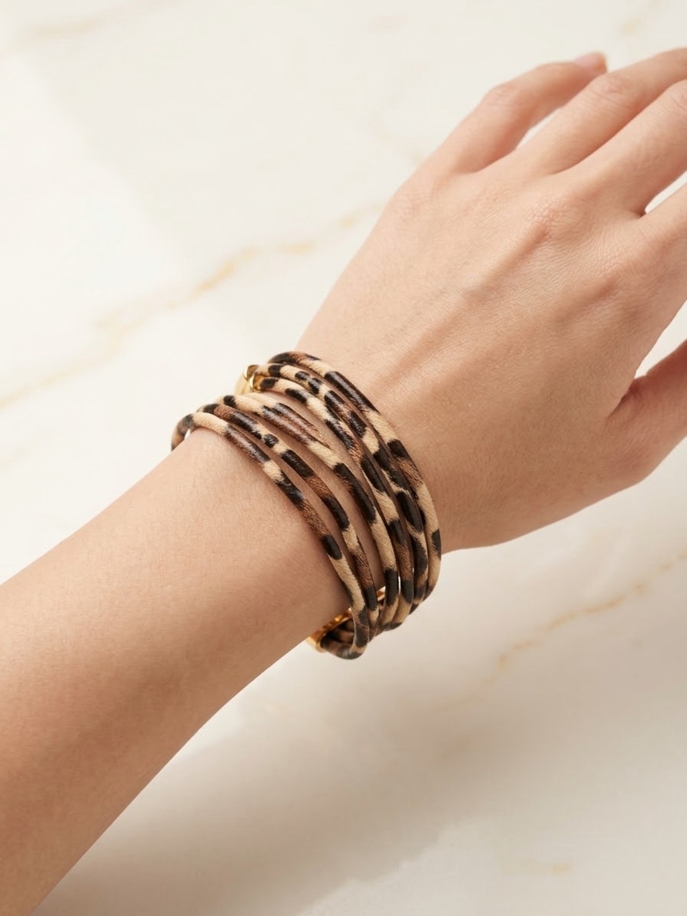 NEW Leopard Wrap Bracelet with Gold Accents B04-03